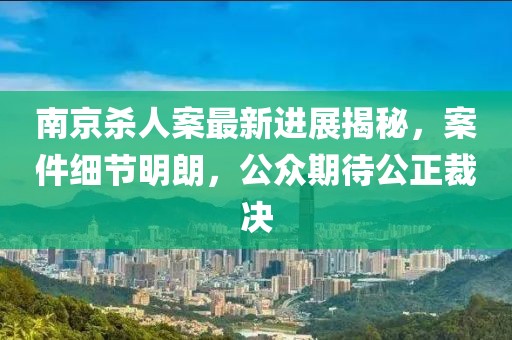 南京殺人案最新進展揭秘，案件細節(jié)明朗，公眾期待公正裁決