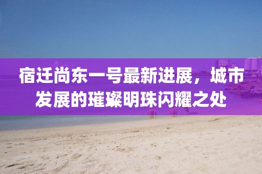 宿遷尚東一號最新進(jìn)展，城市發(fā)展的璀璨明珠閃耀之處