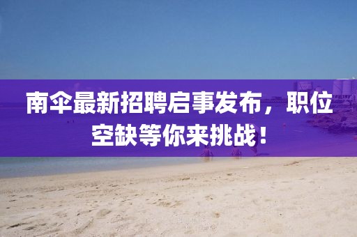 南傘最新招聘啟事發(fā)布，職位空缺等你來(lái)挑戰(zhàn)！